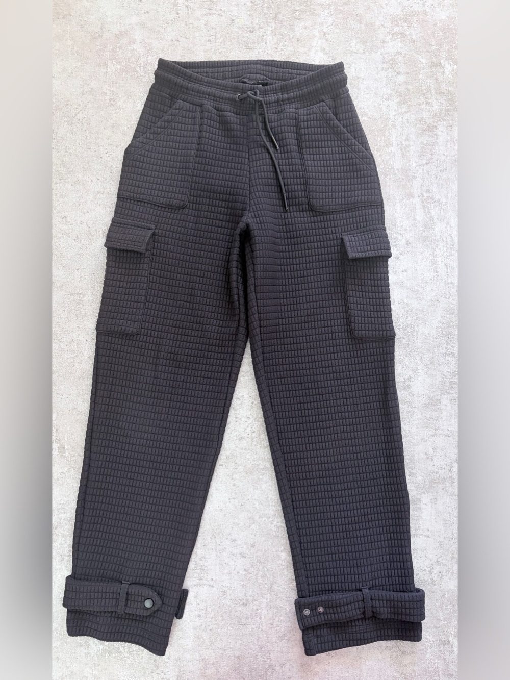 Devon Windsor Black Quilted Waffle Knit Cargo Lounge Pants - Size XS